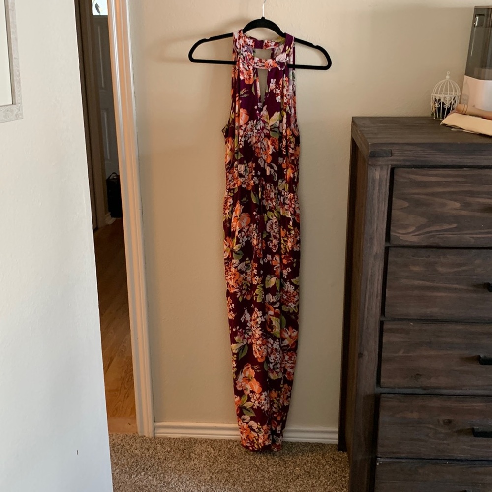 Purple floral sleeveless maxi dress by Xhilaration, size M